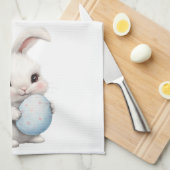 Lapin Doux Avec Serviette De Cuisine Oeuf (Quart Plié)