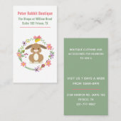 Lapin doux et carte de visite floral de guirlande (Devant / Derrière)