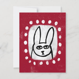 Lapin Drôle Sur Carte De Voeux Rouge