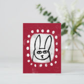 Lapin Drôle Sur Carte Postale Rouge (Debout devant)