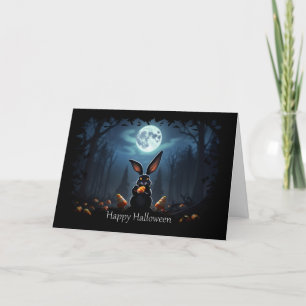 Lapin effrayant avec carte de Halloween en maïs su