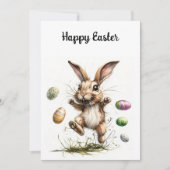 Lapin Egg-cité ! | Carte de vacances de Pâques éne (Devant)