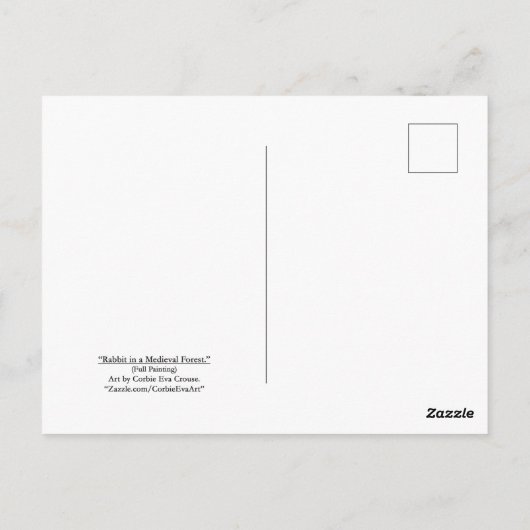 "Lapin en forêt." (Peinture complète) Carte postal (Dos)