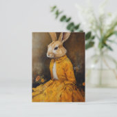 Lapin en robe florale carte postale (Debout devant)