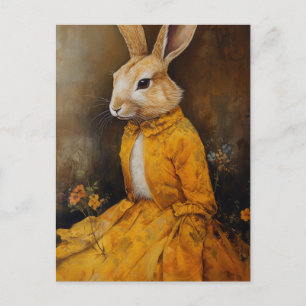 Lapin en robe florale carte postale