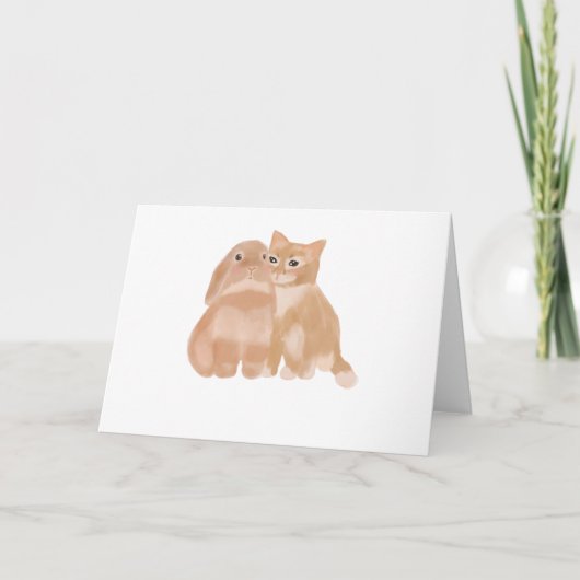 lapin et chat ! carte de voeux (Devant)