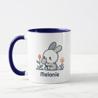 Lapin et fleurs personnalisables Mug