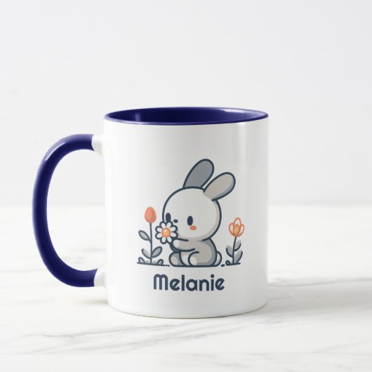 Lapin et fleurs personnalisables Mug (Gauche)