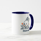 Lapin et fleurs personnalisables Mug (Devant droit)