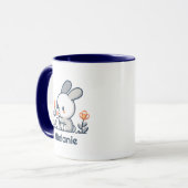 Lapin et fleurs personnalisables Mug (Devant gauche)