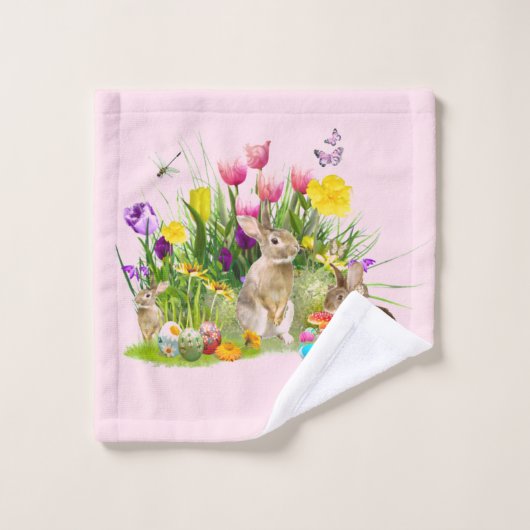 Lapin et œufs de Pâques Fête (Gant de toilette)