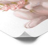 Lapin Floral Aquarelle Rose | Impression Murale La (Coin)