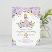 Lapin Floral Purple Or Invitation Birthday Woodlan (Debout devant)