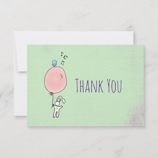 Lapin flottant tenant un Merci à ballon (Devant)