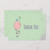 Lapin flottant tenant un Merci à ballon (Devant / Derrière)