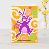 Lapin funky, carte de voeux (Fleur jaune)