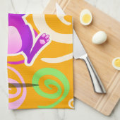 Lapin funky, serviette de cuisine (Quart Plié)