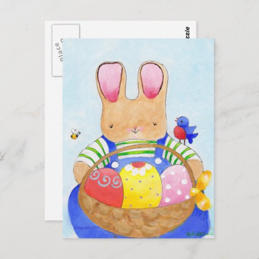 lapin garçon avec carte postale (Devant / Derrière)