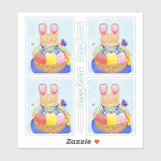 Lapin Garçon avec Sticker Panier (Feuille)