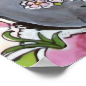 Lapin Gris Lapin Jacobean Floral Poster en Carreau (Coin)