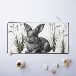 Lapin gris mignon parmi l'herbe