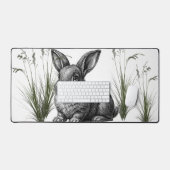 Lapin gris mignon parmi l'herbe (Clavier et souris)