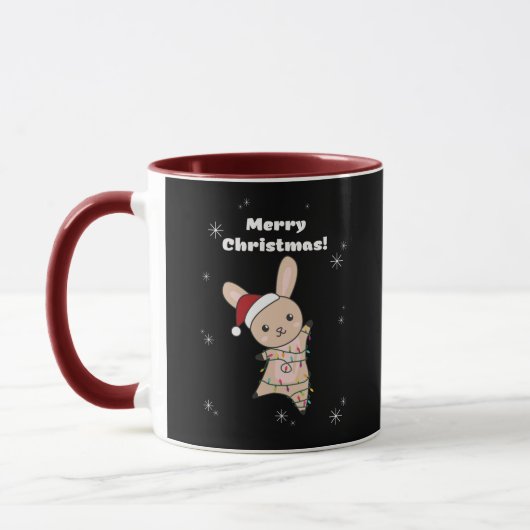 Lapin Joyeux Noël Animaux d'hiver Lapins Mug (Gauche)
