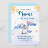 Lapin Lapin Anniversaire Fête Invitation Garçons F (Devant / Derrière)