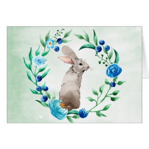 Lapin lapin avec carte bleue Florale