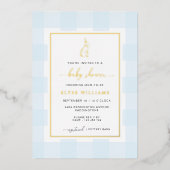 Lapin lapin bleu En vichy Baby shower Invitation à (Recto)