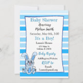 Lapin Lapin Bleu Garçon Bébé Douche Invitations (Devant)