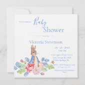 Lapin Lapin Blue Floral Baby shower Invitation (Devant)