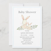 Lapin Lapin Blue Modern Baby shower Invitation (Devant)