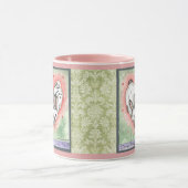 Lapin Lapin Coeur rose Vert Défilé Designer Mug (Centre)