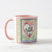 Lapin Lapin Coeur rose Vert Défilé Designer Mug (Gauche)