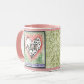 Lapin Lapin Coeur rose Vert Défilé Designer Mug (Devant gauche)