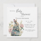 Lapin Lapin Floral Baby Girl Douche Invitation (Devant)