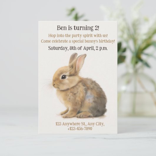 Lapin, lapin, invitation d'anniversaire pour les e (Debout devant)