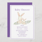 Lapin Lapin Purple Moderne Baby shower Invitation (Devant / Derrière)