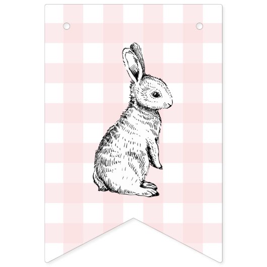 Lapin Lapin Rose En vichy Anniversaire Bannière Bu (Premier drapeau)