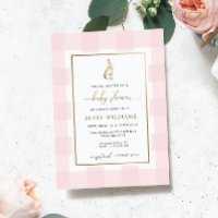 Lapin lapin rose En vichy Baby shower Invitation à