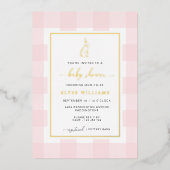 Lapin lapin rose En vichy Baby shower Invitation à (Recto)