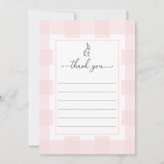 Lapin lapin rose En vichy Carte de remerciements p (Devant)