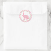 lapin lapin rose en vichy chèques autocollants ron (Sac)