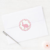 lapin lapin rose en vichy chèques autocollants ron (Enveloppe)