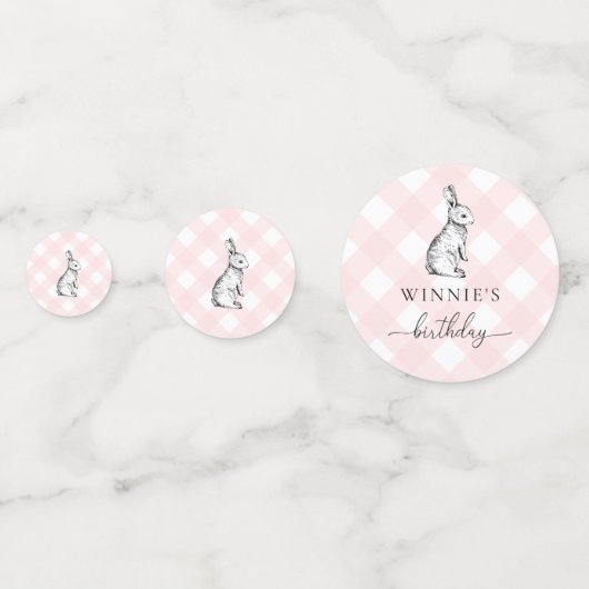 Lapin Lapin Rose En vichy Table Confetti (Derrière)