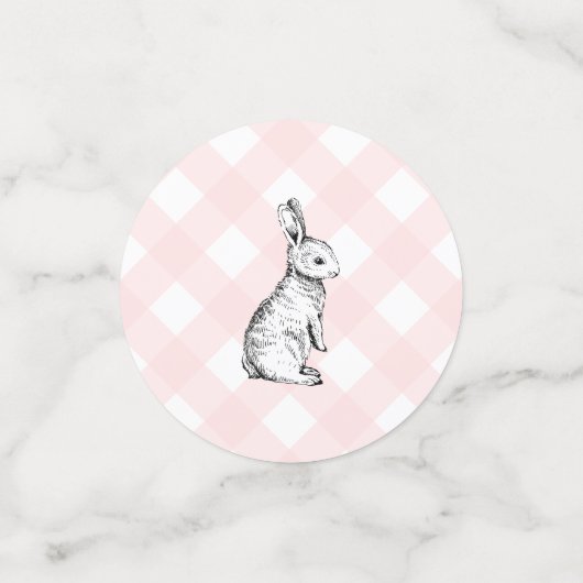 Lapin Lapin Rose En vichy Table Confetti (Petit recto)