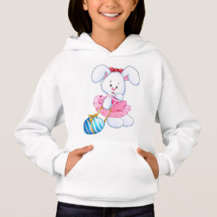 Lapin lapin rose et blanc de Pâques avec oeuf de P