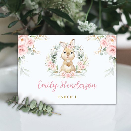 Lapin Lapin Rose Floral Baby Girl Numéro de table