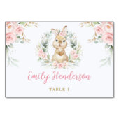 Lapin Lapin Rose Floral Baby Girl Numéro de table (Devant)